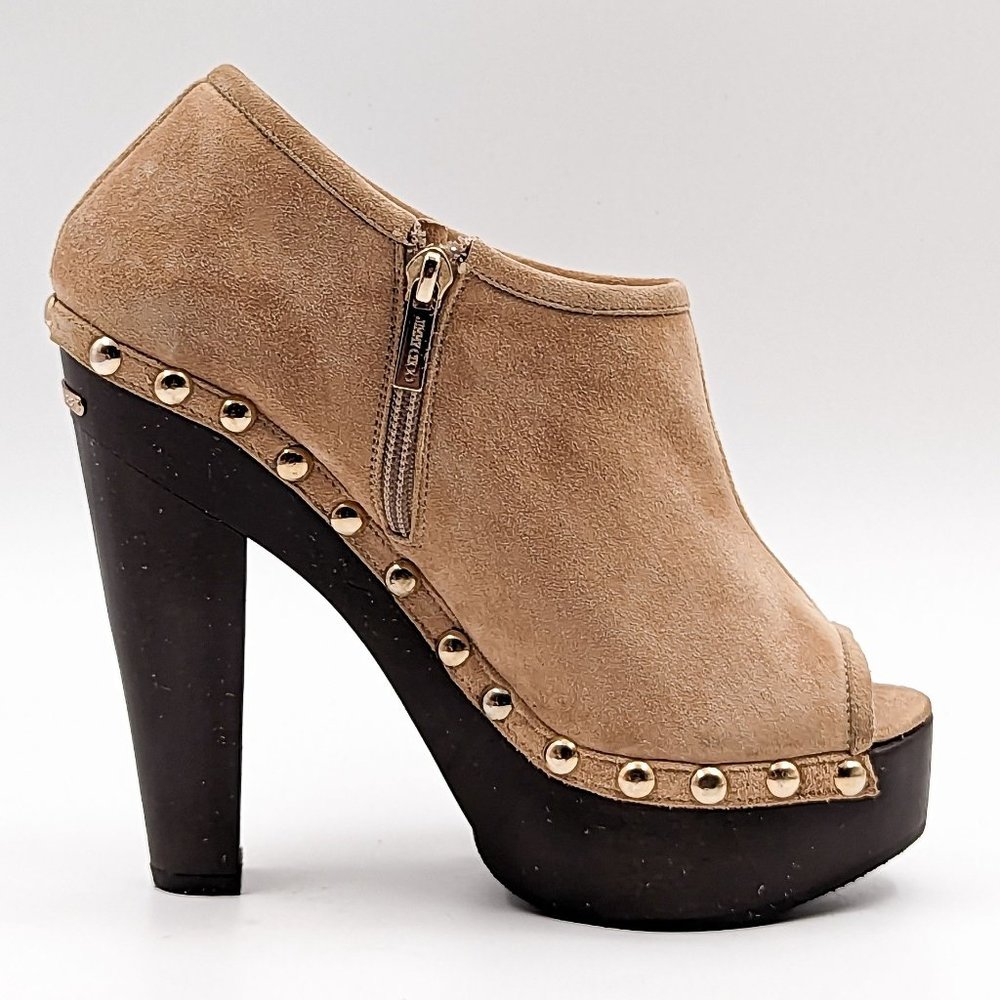 Jimmy Choo Wmn Urge Beige Studded Suede Leather Peep Toe Clog Boots sz 9US EUR39 - Picture 12 of 12